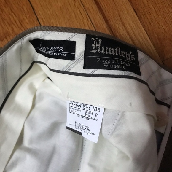 Jack Victor Men's Pleated Dress Pants Super 120s Italian Wool Taupe 36x29 - Picture 3 of 12